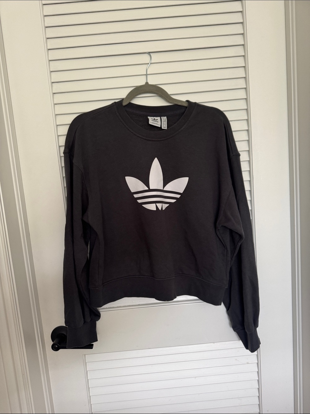 adidas dark gray Crewneck Sweatshirt with White Trefoil